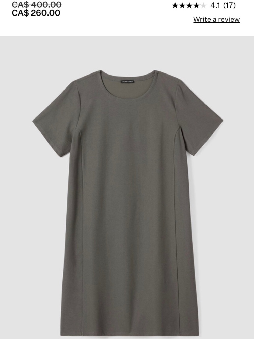 Eileen Fisher Washable Stretch Crepe Jewel Neck Dress Size M black Knee length